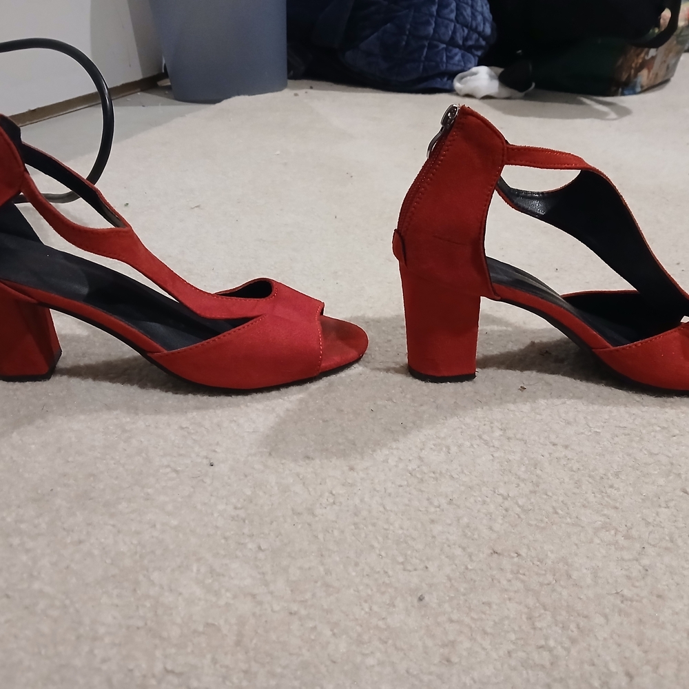 Chic Red Block Heel Sandals